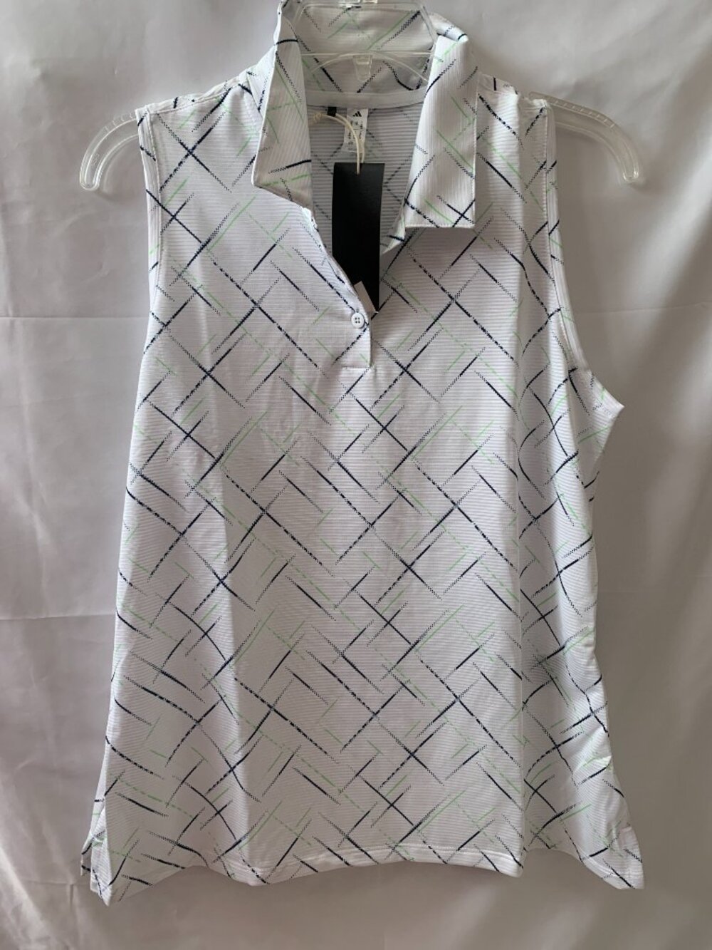 ADIDAS Ultimate365 Printed Sleeveless Polo Tank Top in White Sz MEDIUM